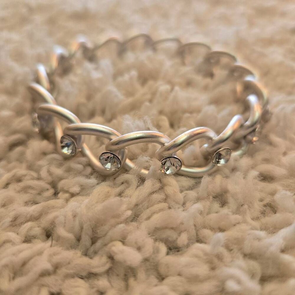 NEW Silver + Rhinestone Bangle Bracelet